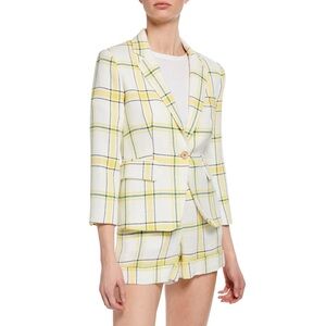NWOT $595 Veronica Beard Schoolboy Shrunken Plaid Dickey Blazer Jacket Size 8